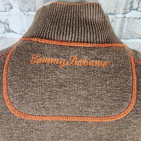 Tommy Bahama Reversible 1/2 Zip Sweater Burnt Orange Taupe Heather Size - Picture 13 of 13